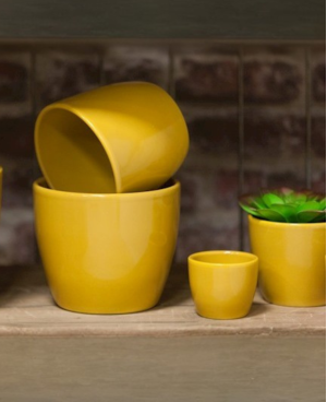 Ceramic pot Boule Jaune Ocre
