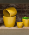 Ceramic pot Boule Jaune Ocre